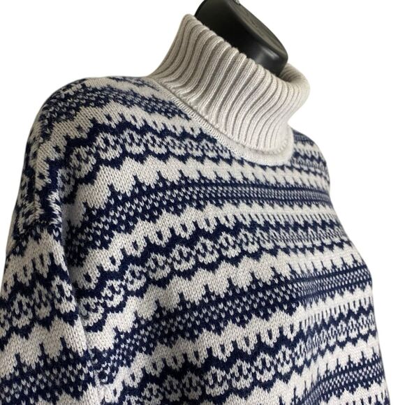 Jumper 1234 Sweater Womens M 2 Turtleneck Fair Isle Cashmere Wool Oversized Boxy - Picture 8 of 13